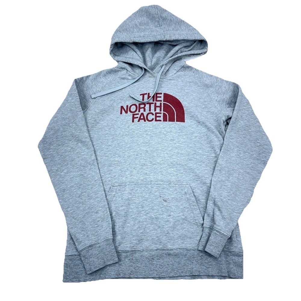 North Face Hoodie Women Small Gray Sweatshirt Sweater Spell Out Heather Ladies *